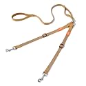 HOWGO Double Dog Leash,Tangle-Free 360 Swivel(Brown, Std M-L w.Handle)