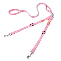 HOWGO Double Dog Leash,Tangle-Free 360 Swivel(Pink, Std M-L w.Handle)