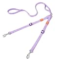 HOWGO Double Dog Leash,Tangle-Free 360 Swivel(Lavender, Pro S-M w.Handle)