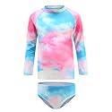 HowJoJo Girls Two Piece Swimsuits Long Sleeve Rash Guard Set Kids Bathing Suits UPF 50+