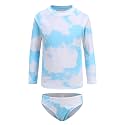 HowJoJo Girls Two Piece Swimsuits Long Sleeve Rash Guard Set Kids Bathing Suits UPF 50+