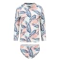 HowJoJo Girls Two Piece Swimsuits Long Sleeve Rash Guard Set Kids Bathing Suits UPF 50+