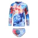 HowJoJo Girls Two Piece Swimsuits Long Sleeve Rash Guard Set Kids Bathing Suits UPF 50+