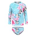 HowJoJo Girls Two Piece Swimsuits Long Sleeve Rash Guard Set Kids Bathing Suits UPF 50+