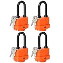 HOX Weather Resistant 40mm Padlock, 2-Inch Stainless Steel Shackle, 4-Pack
