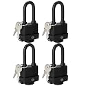 HOX Weather Resistant 40mm Padlock, 2-Inch Stainless Steel Shackle, 4-Pack