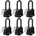 HOX Weather Resistant 40mm Padlock, 2-Inch Stainless Steel Shackle, 6-Pack