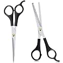 Stainless Steel Hair Cutting Scissor for Men Women Professional Salon Barber Hairdressing Styling Tool Kit(Set of 2,Black)