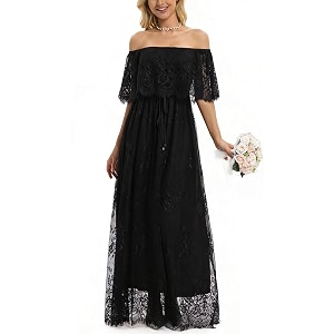 HOYISHION Womens Off Shoulder Lace Maxi Wedding