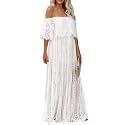 HOYISHION Women39s Off Shoulder Lace Maxi Wedding