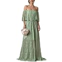 HOYISHION Women39s Off Shoulder Lace Maxi Wedding