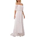 HOYISHION Women39s Off Shoulder Lace Maxi Wedding