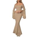 HOYISHION Women39s Off Shoulder Lace Maxi Wedding