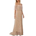 HOYISHION Women39s Off Shoulder Lace Maxi Wedding