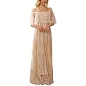 HOYISHION Women39s Off Shoulder Lace Maxi Wedding