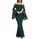 HOYISHION Women39s Off Shoulder Lace Maxi Wedding