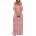 HOYISHION Women39s Off Shoulder Lace Maxi Wedding