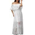 HOYISHION Women39s Off Shoulder Lace Maxi Wedding