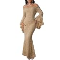 HOYISHION Women39s Off Shoulder Lace Maxi Wedding