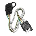 Hoypeyfiy 4-Way 32 inch Flat Trailer Light Wiring Harness with Dust Cover 4 Wires 4 Pin Trailer Plug 4 pin Flat Wire Extension Male & Female Connector Replacement Connector for Trailer Hitch Wire