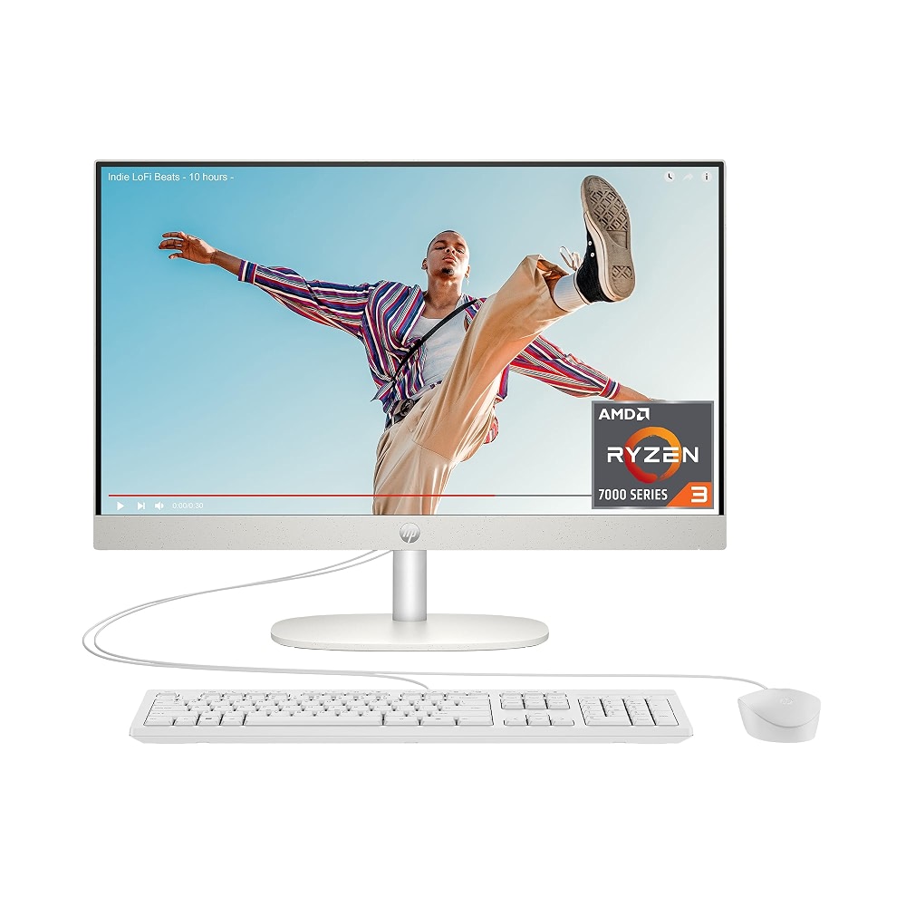 Desktop Computer 24 Inch HP 24 inch All-in-One Desktop PC, FHD Touchscreen, AMD Ryzen 3 7320U, 8 ...