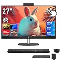 HP 27" FHD Touchscreen All-in-One Desktop, AMD Ryzen 7 7730U, 16GB RAM, 2TB Storage(1TB SSD+1TB Docking Station), AMD Radeon Graphics, Wireless Keyboard & Mouse, FHD IR Camera, Wi-Fi 6, Win 11, Black