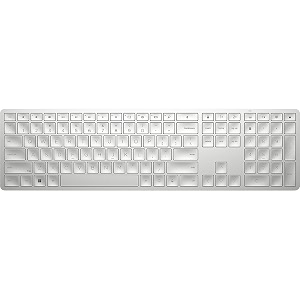 hp 970 programmable wireless keyboard silver - bluetooth amp 24 ghz wireless multi-device connectivity - usb-c rechargeable battery - 24 programmable keys - works with windows amp macos 3z729aaaba