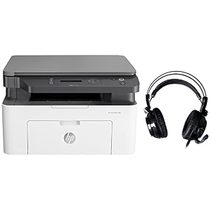 hp laserjet 136w compact monochrome multifunction printer with direct wi-fi amp h200gs wired gaming over ear headphones with mic soft adaptive suspension headband71 stereo surround sound