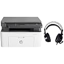 HP Laserjet 136w Compact Monochrome Multifunction Printer with Direct Wi-Fi &amp; H200Gs Wired Gaming Over Ear Headphones with Mic, Soft Adaptive Suspension Headband,7.1 Stereo Surround Sound