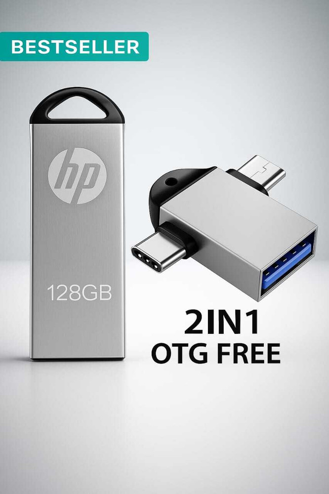 Pendrive In Computer HP PENDRIVE 128 GB WITH TYEP C OTG 128 GB Pen Drive Compatible with ...