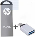 HP usb0.2 256 GB OTG Drive Compatible with Mobile, Laptop, Desktop Computer, Tablet USB 2.0 Metal Case (Silver, Type C)