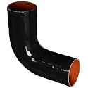 HPS HTSEC90-400-BLK Silicone High Temperature 4-ply Reinforced 90 degree Elbow Coupler Hose, 20 PSI Maximum Pressure, 4" Leg Length on each side, 4" ID, Black