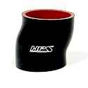 HPS HTSOC-350-BLK Silicone High Temperature 4-ply Reinforced Offset Coupler Hose, 75 PSI Maximum Pressure, 3" Length, 3.5" ID, Black
