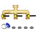 HQMPC Hose Splitter Garden Hose 3 Way Valve Brass Hose Splitter with Solid Long Handle Hose Spigot Splitter 3 Way Valve 3/4" GHT Thread