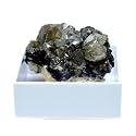HQRP 1PC Clear Smoky Cerussite Crystals on Galena &amp; Barite Matrix Specimen in Box Natural Sparkling Collectible Gemstone Mineral Rough Cluster Specimen - Morocco