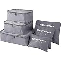 HR INTERNATIONAL 6 Pcs Travel Organizer Pouch Packing Cubes for Clothes Space Savers Bags Cosmetics, Underwear, Socks, Toiletry Organiser Pouch (Grey)
