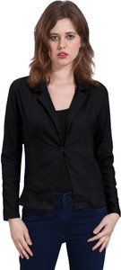 hrikshika fashion women solid single breasted casual blazer black