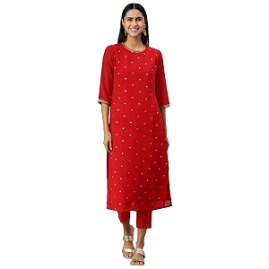 Hritika Womens Faux Georgette Regular Kurta Set