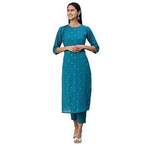 Hritika Womens Faux Georgette Regular Kurta Set