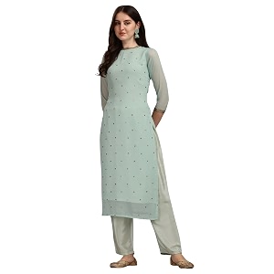 Hritika Women Faux Georgette Sequin Pattern Straight