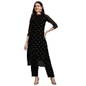 Hritika Women Faux Georgette Sequin Pattern Straight