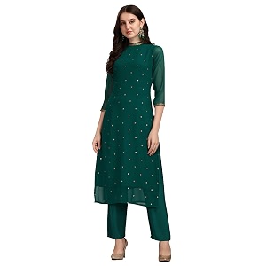 Hritika Women Faux Georgette Sequin Pattern Straight