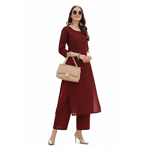 Hritika Womens Cotton Blend Jacquard Woven Kurta