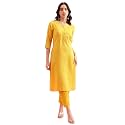 Hritika Womens Cotton Blend Jacquard Woven Kurta