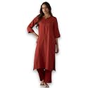 Hritika Womens Cotton Blend Jacquard Woven Kurta