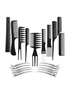 hrrh 10pcs pro salon hair cut styling hairdressing barbers combs brush comb set black set of 10