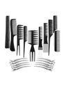HRRH 10Pcs Pro Salon Hair Cut Styling Hairdressing Barbers Combs Brush Comb Set, Black (Set of 10)