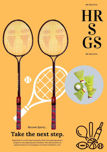 hrsgs m-360 combo - 2 badminton racquet with 6 shuttle badminton kit