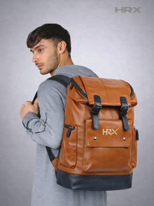hrx by hrithik roshan leather anti theft casual bag with usb port 35 l laptop backpack