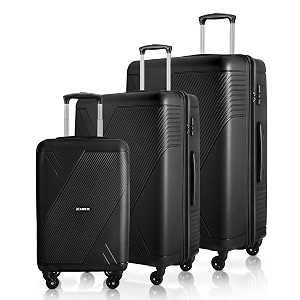 HRX Icon 3Pc Set Haileys Black Polypropylene Hard Shell Suitcase Set - Premium Travel Trolley Bags with 4 Spinner Wheels, Number Lock & Water Resistan